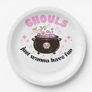 Ghouls Just Wanna Have Fun Cute Halloween Paper Plate