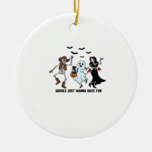 Ghouls Just Wanna Have Fun - Dancing Skeleton Spoo Ceramic Ornament