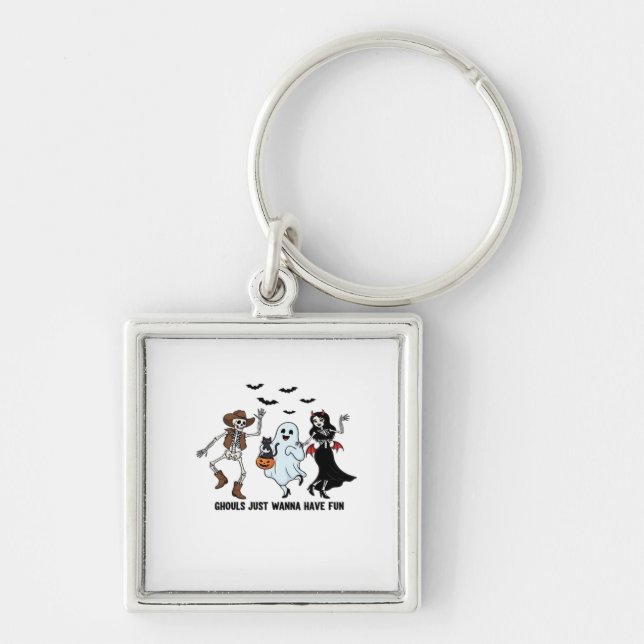 Ghouls Just Wanna Have Fun - Dancing Skeleton Spoo Key Ring (Front)