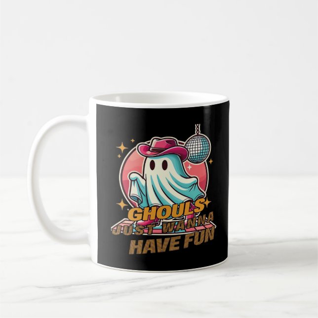 Ghouls Just Wanna Have Fun Disco Design For Hallow Coffee Mug (Left)