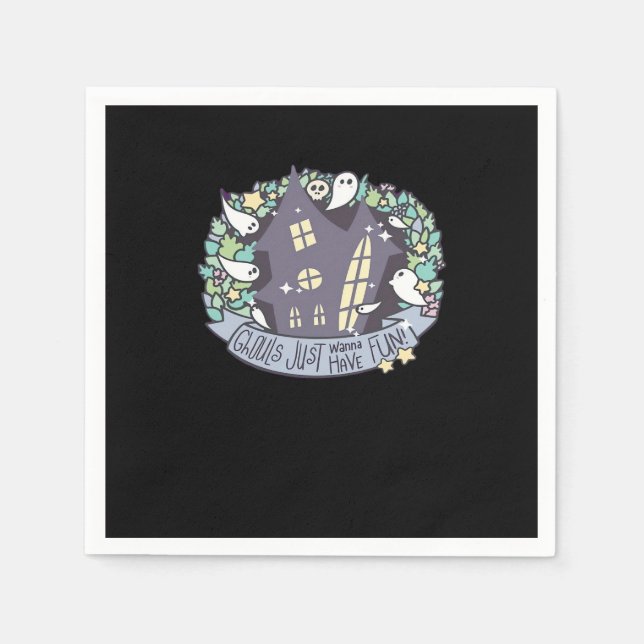 Ghouls Just Wanna Have Fun Funny & Autumn Napkin (Front)