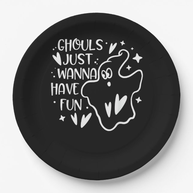 Ghouls Just Wanna Have Fun Funny Halloween Paper Plate (Front)
