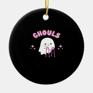 Ghouls Just Wanna Have Fun Funny & Sloth Ceramic Ornament