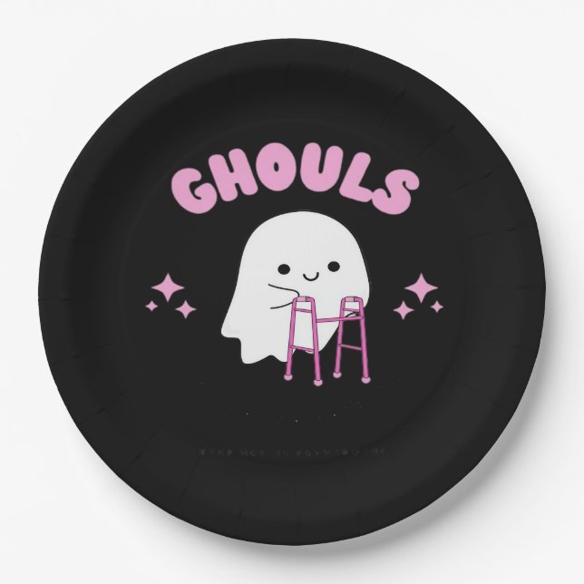Ghouls Just Wanna Have Fun Funny & Sloth Paper Plate (Front)