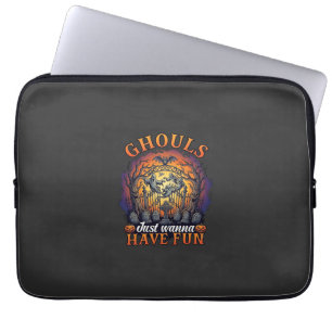 Ghouls Just Wanna Have Fun Ghosts Cemetery Pumpkin Laptop Sleeve