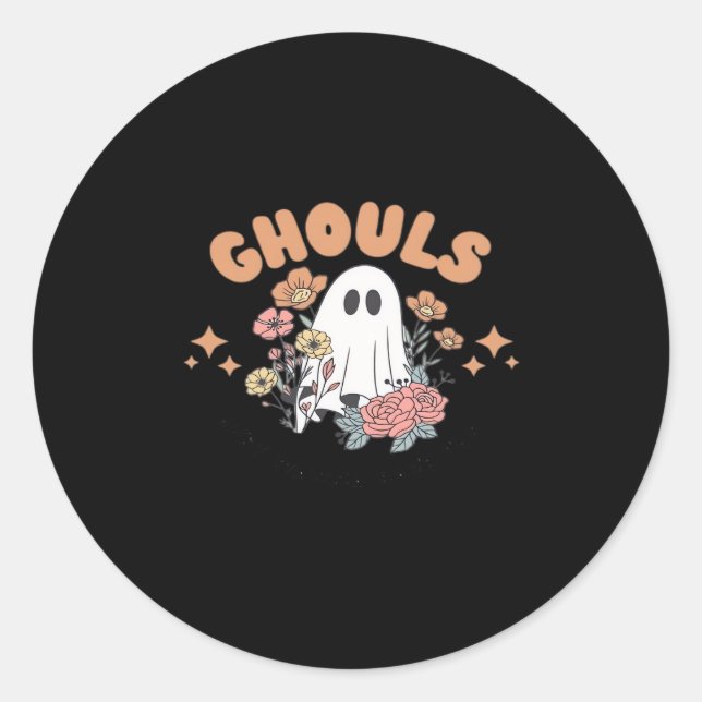 Ghouls Just Wanna Have Fun Halloween Art Sloth Des Classic Round Sticker (Front)