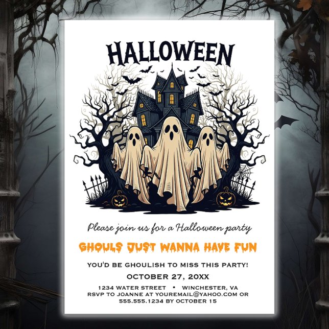 Ghouls Just Wanna Have Fun Halloween Party Invitation (Creator Uploaded)