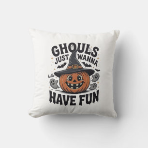 Ghouls Just Wanna Have Fun Halloween Pumpkin Ghost Cushion
