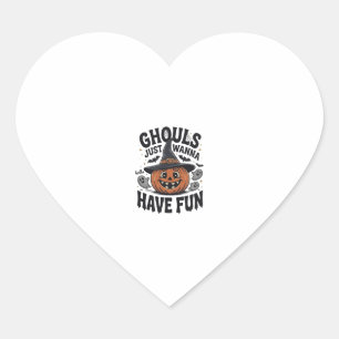 Ghouls Just Wanna Have Fun Halloween Pumpkin Ghost Heart Sticker