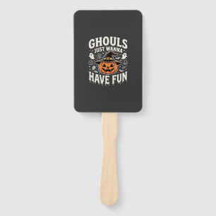 Ghouls Just Wanna Have Fun Halloween Pumpkin Hand Fan