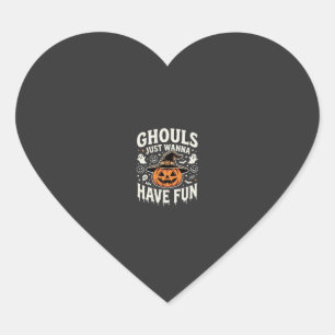 Ghouls Just Wanna Have Fun Halloween Pumpkin Heart Sticker