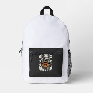 Ghouls Just Wanna Have Fun Halloween Pumpkin Printed Backpack