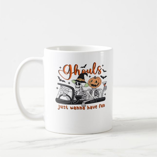 Ghouls Just Wanna Have Fun – Halloween Skeletons D Coffee Mug (Left)