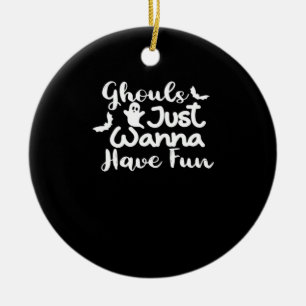 Ghouls Just Wanna Have Fun Halloween Sloth Style Ceramic Ornament