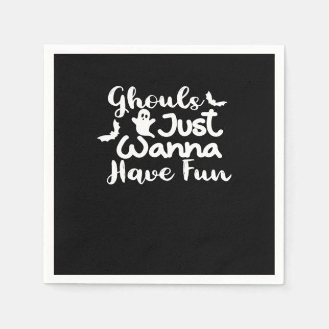 Ghouls Just Wanna Have Fun Halloween Sloth Style Napkin (Front)