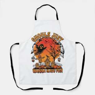Ghouls Just Wanna Have Fun Halloween Spooky Cemete Apron
