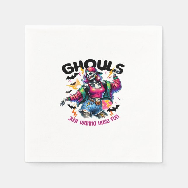 Ghouls Just Wanna Have Fun Halloween Vibes Napkin (Front)
