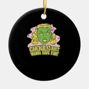 Ghouls Just Wanna Have Fun Lazy Sloth Ceramic Ornament