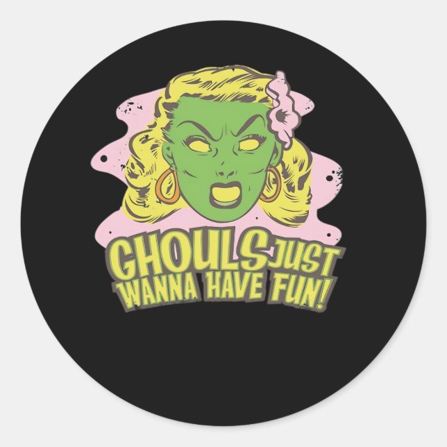 Ghouls Just Wanna Have Fun Lazy Sloth Classic Round Sticker (Front)