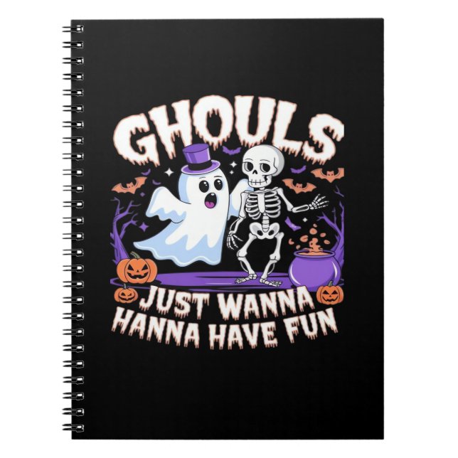Ghouls Just Wanna Have Fun Lazy Sloth Notebook (Front)