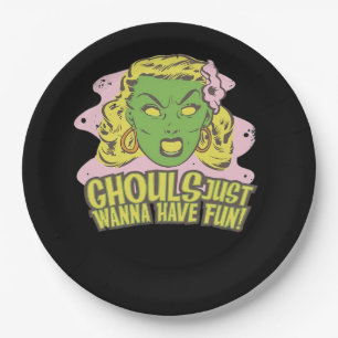Ghouls Just Wanna Have Fun Lazy Sloth Paper Plate