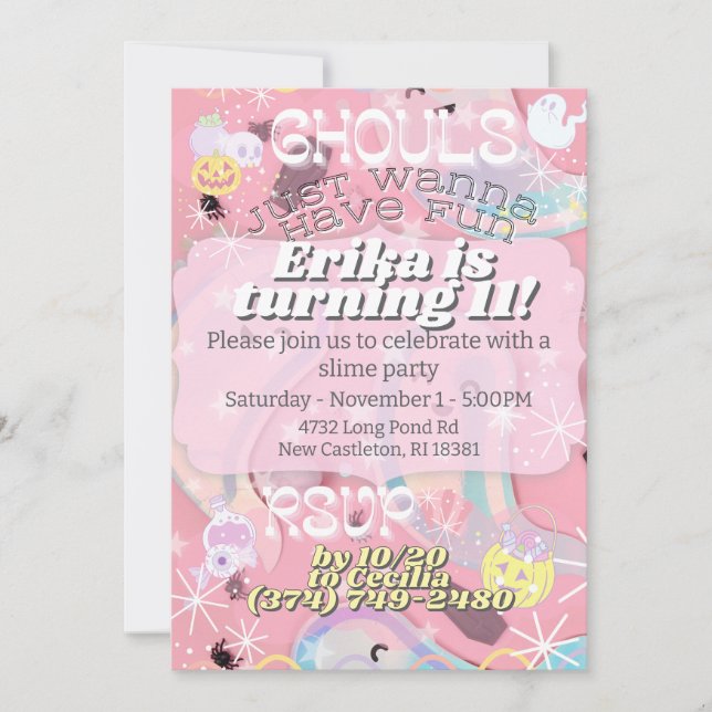 Ghouls Just Wanna Have Fun Pastel Halloween Invite (Front)