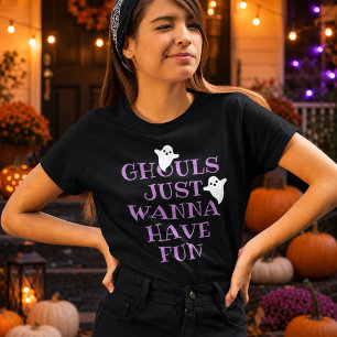 Ghouls Just Wanna Have Fun Purple Quote Halloween Tri-Blend Shirt
