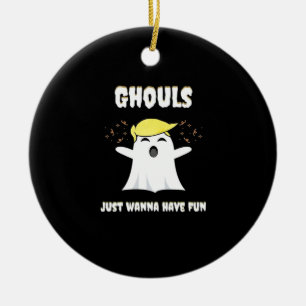 Ghouls Just Wanna Have Fun Retro Design Ceramic Ornament