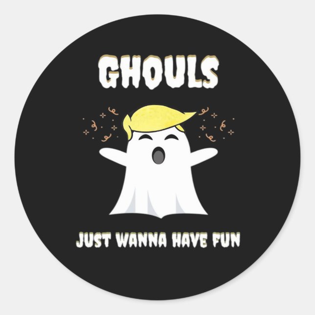 Ghouls Just Wanna Have Fun Retro Design Classic Round Sticker (Front)