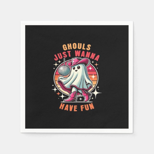 Ghouls Just Wanna Have Fun Retro Disco Napkin (Front)