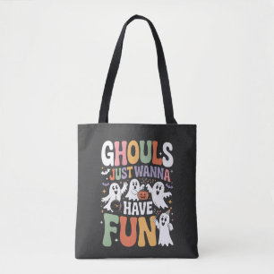 Ghouls Just Wanna Have Fun Retro Ghost Halloween Tote Bag