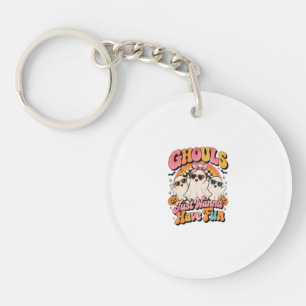 Ghouls Just Wanna Have Fun Retro Halloween Ghosts Key Ring