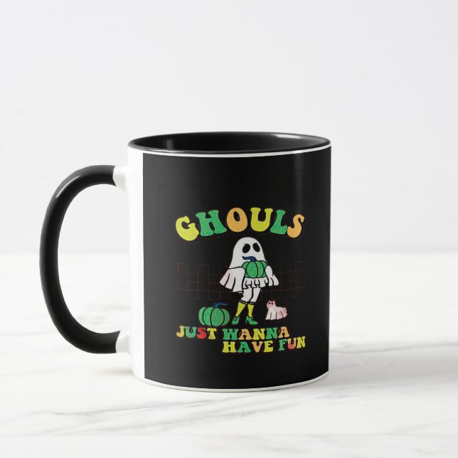 Ghouls Just Wanna Have Fun - Retro Halloween Gifts Mug (Left)