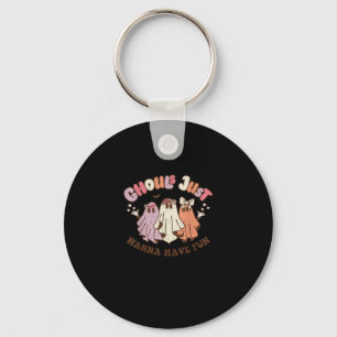 Ghouls Just Wanna Have Fun Retro Halloween Groovy  Key Ring