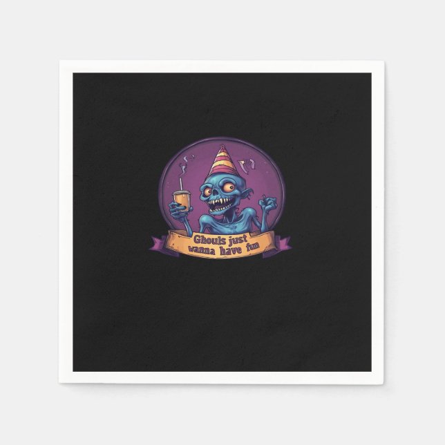Ghouls Just Wanna Have Fun Sloth & Funny Napkin (Front)