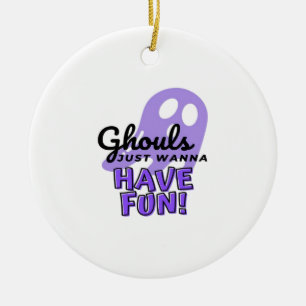 Ghouls Just Wanna Have Fun Sloth Halloween Ceramic Ornament