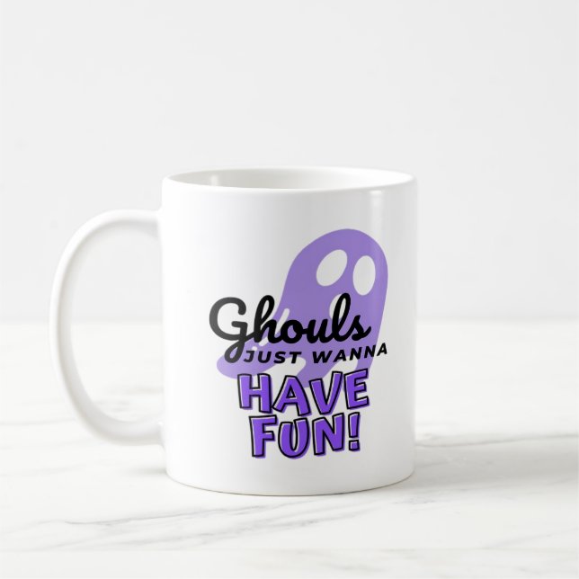 Ghouls Just Wanna Have Fun Sloth Halloween Coffee Mug (Left)