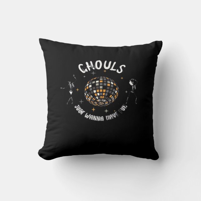 Ghouls Just Wanna Have Fun Sloth & Halloween Cushion (Front)