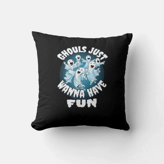 Ghouls Just Wanna Have Fun Sloth Halloween Cushion (Front)