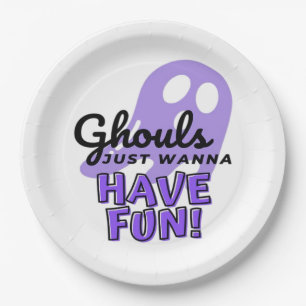 Ghouls Just Wanna Have Fun Sloth Halloween Paper Plate