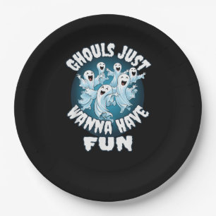 Ghouls Just Wanna Have Fun Sloth Halloween Paper Plate
