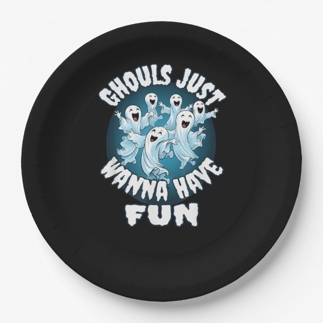 Ghouls Just Wanna Have Fun Sloth Halloween Paper Plate (Front)