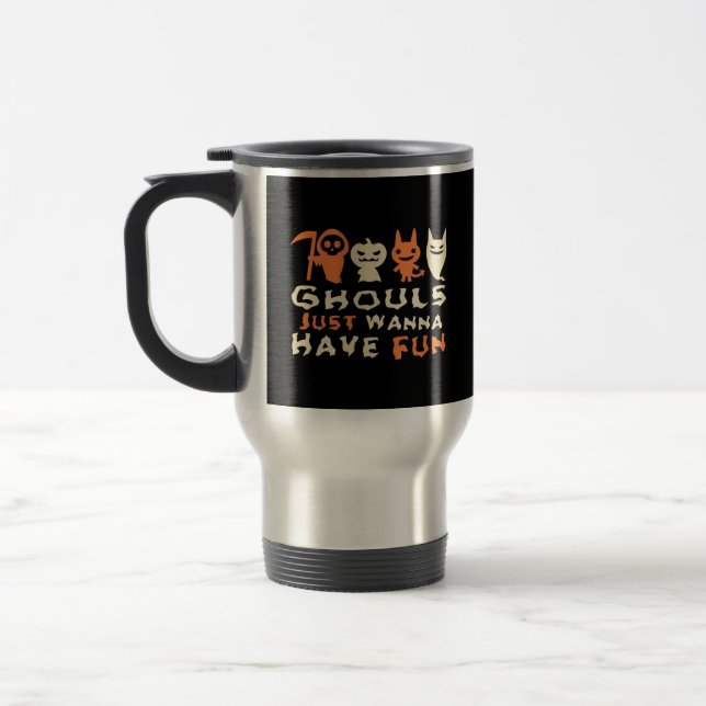 Ghouls Just Wanna Have Fun Sloth Halloween Travel Mug (Left)