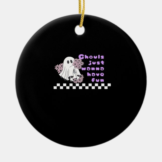 Ghouls Just Wanna Have Fun – Sloth in a Costume Ceramic Ornament (Front)