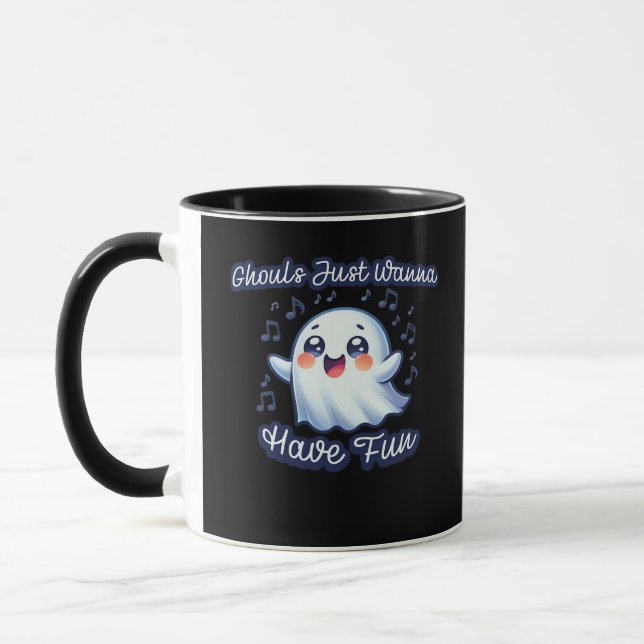 Ghouls Just Wanna Have Fun Sloth & Slogan Mug (Left)