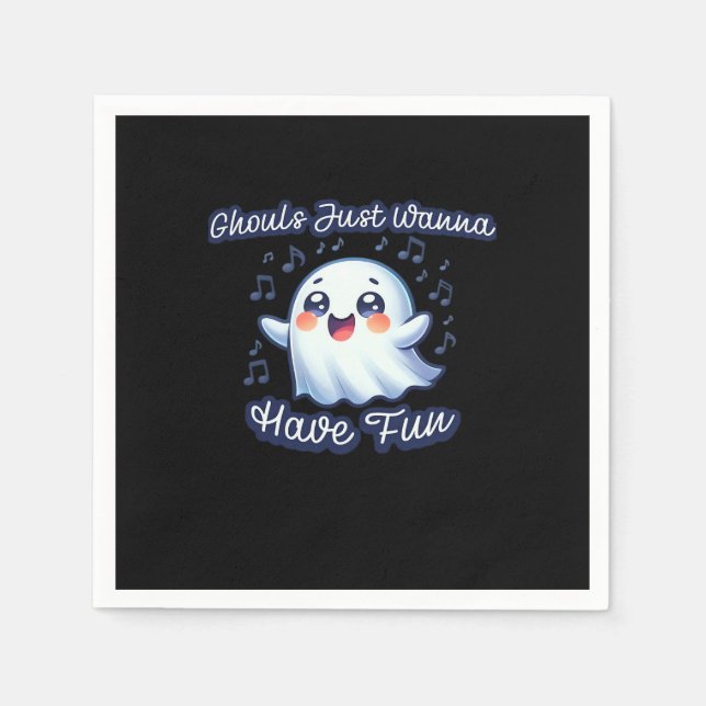 Ghouls Just Wanna Have Fun Sloth & Slogan Napkin (Front)