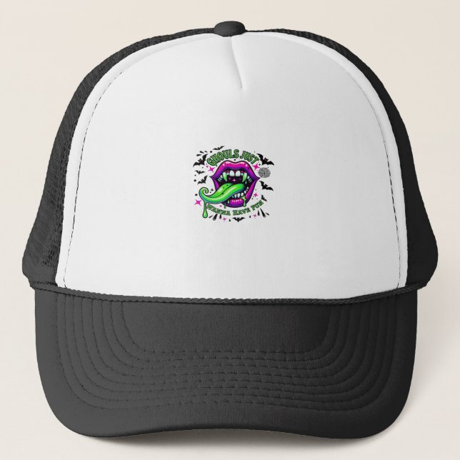 Ghouls Just Wanna Have Fun Sloth Vibe Trucker Hat (Front)