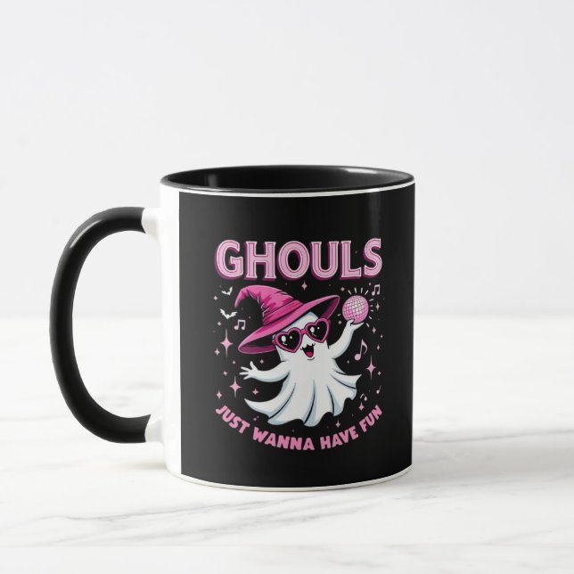 Ghouls Just Wanna Have Fun Spooky Halloween –  Wit Mug (Left)