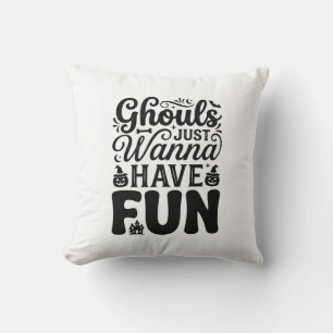 Ghouls Just Wanna Have Fun Vintage Halloween SVG_1 Cushion