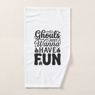 Ghouls Just Wanna Have Fun Vintage Halloween SVG_1 Hand Towel